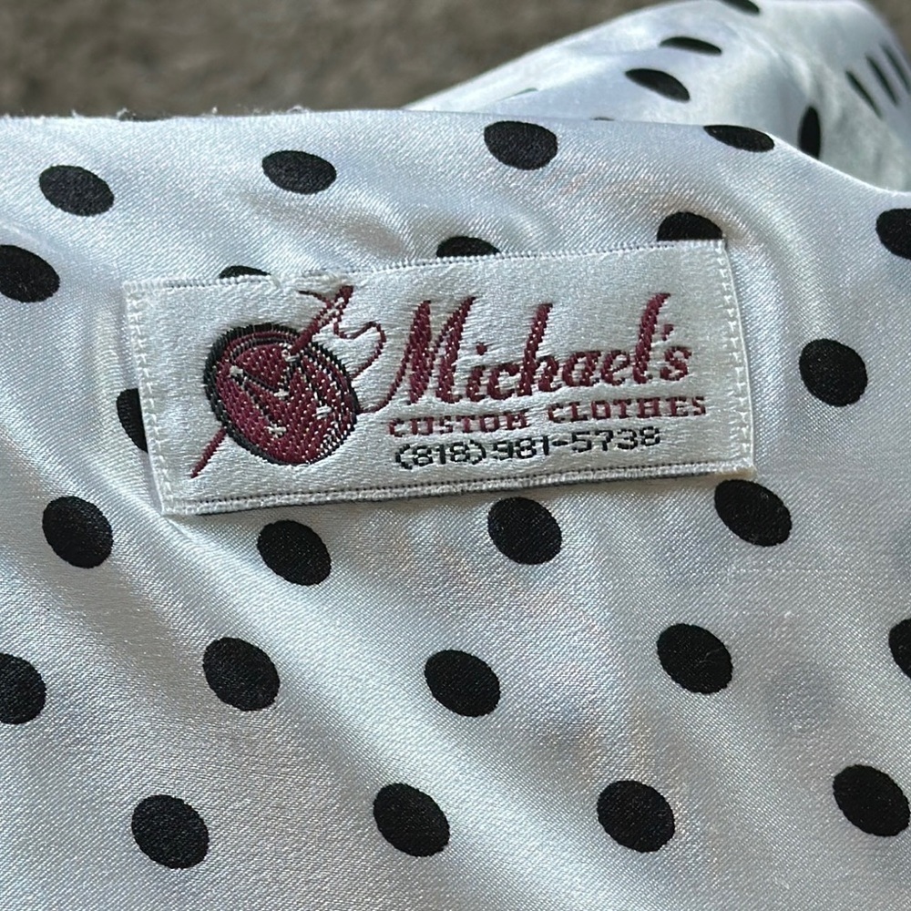 Michael's Custom Clothes Women’s White/Black  Polka Dot Silk Night Shirt Size XL - Picture 4 of 6